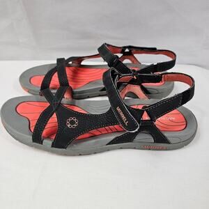 Merrell Lissim Lattice Sport Sandal Black Coral NWOT Women's Size 10
